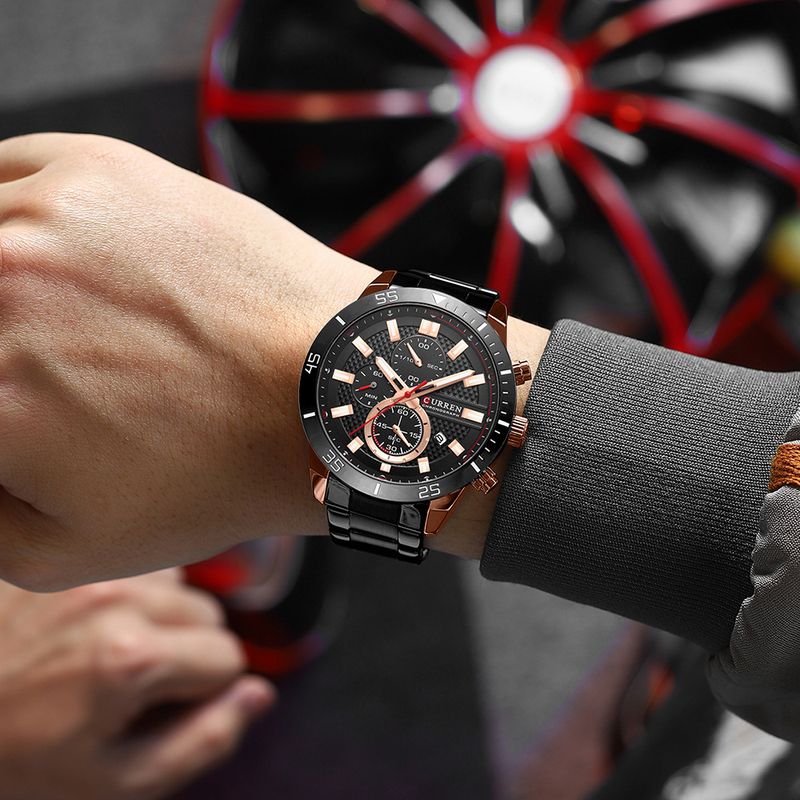Men's Classic Quartz Watch With Date Display, Water Resistant Round Dial Wristwatch, Durable Alloy Case & Strap, Mineral Glass_voghion.com