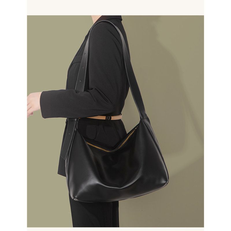 Solid color commuting for women with high appearance large capacity, wide shoulder strap tote bag, Korean version,_voghion.com