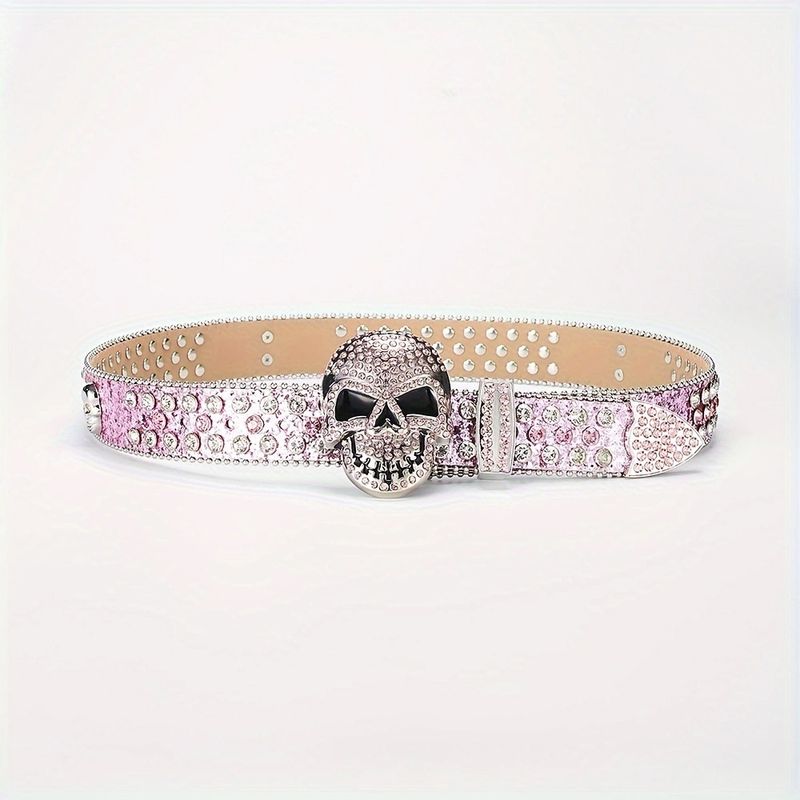Curea gotică cu craniu, în stil punk, la modă și personalizată, pentru fete, cu cap unic și nituri, cu diamant de apă_voghion.com