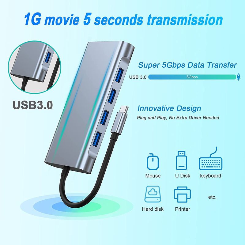 Dock di tipo C 11 in 1 per HDMI Gigabit Network Rj45usb-c Dock con hub VGA HUB_voghion.com