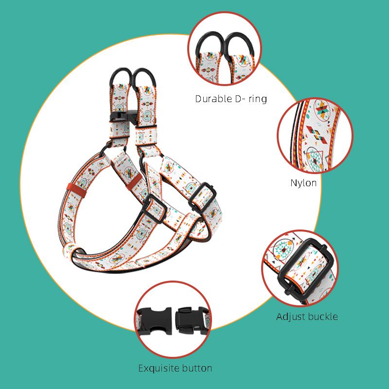 Dog Chain Walking Leash Collar Harness Bohemian Style Teddy Corgi Pet Supplies_voghion.com