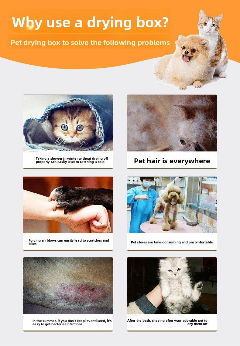 Pet Drying Box, Small And Convenient For Blowing Hair, Household Drying Hot Air Circulation Room, Special For Small Cats And Dogs_voghion.com