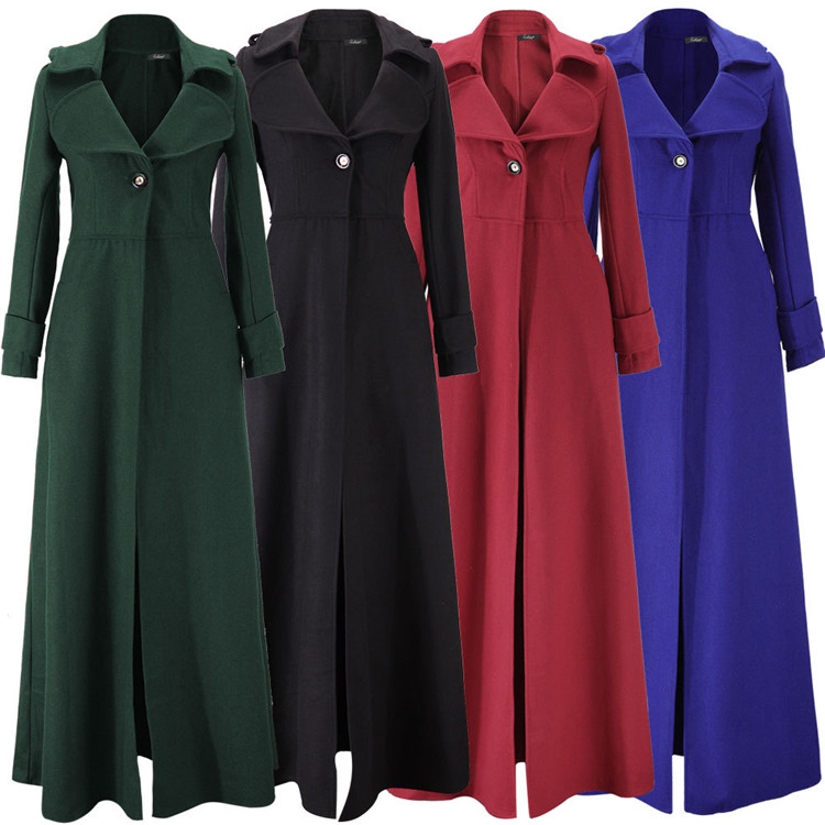 Herfst- en winterwollen kasjmierjas Lange damesjas met één knop Trenchcoat Lange wollen jassen Mode-windjack_voghion.com