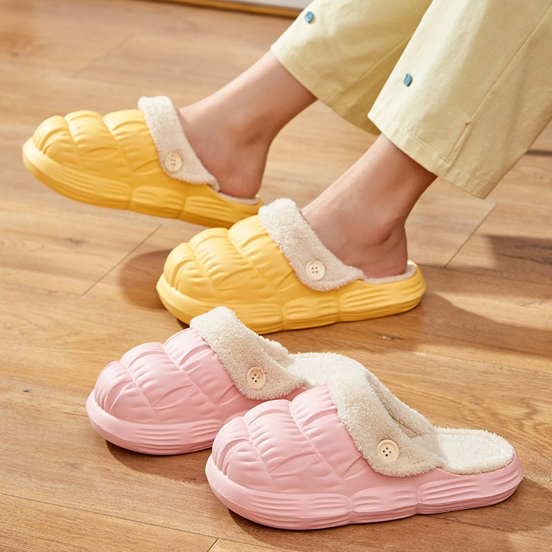 Nuove pantofole di cotone staccabili da donna, calde e impermeabili, per coppie, con suola spessa e sensazione di cacca in autunno._voghion.com