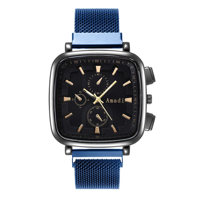 Orologio da donna Orologio quadrato Orologio a tre occhi Lega a maglie con moda Orologio casual Orologio da donna alla moda per studenti_voghion.com