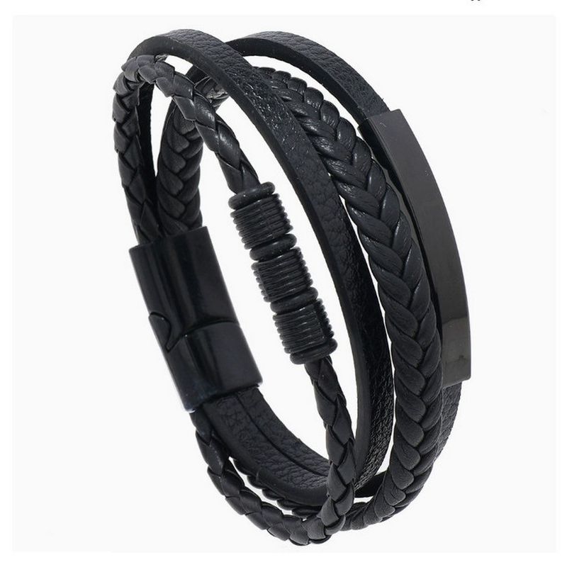Bracciale da polso intrecciato con chiusura magnetica in lega multistrato, versatile, in pelle, di alta qualità, da uomo, personalizzabile_voghion.com