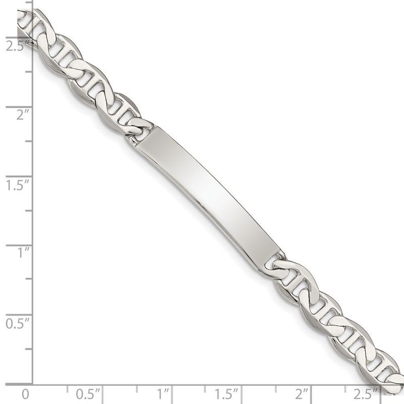 Sterling Silver Engraveable Anchor Link ID Bracelet_voghion.com