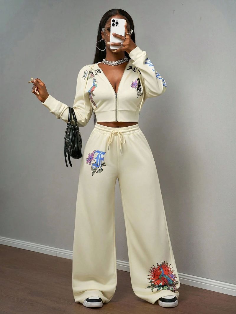 Ensemble de détente à imprimé animalier : haut oversize et pantalon fluide avec un style streetwear inspiré du numérique_voghion.com