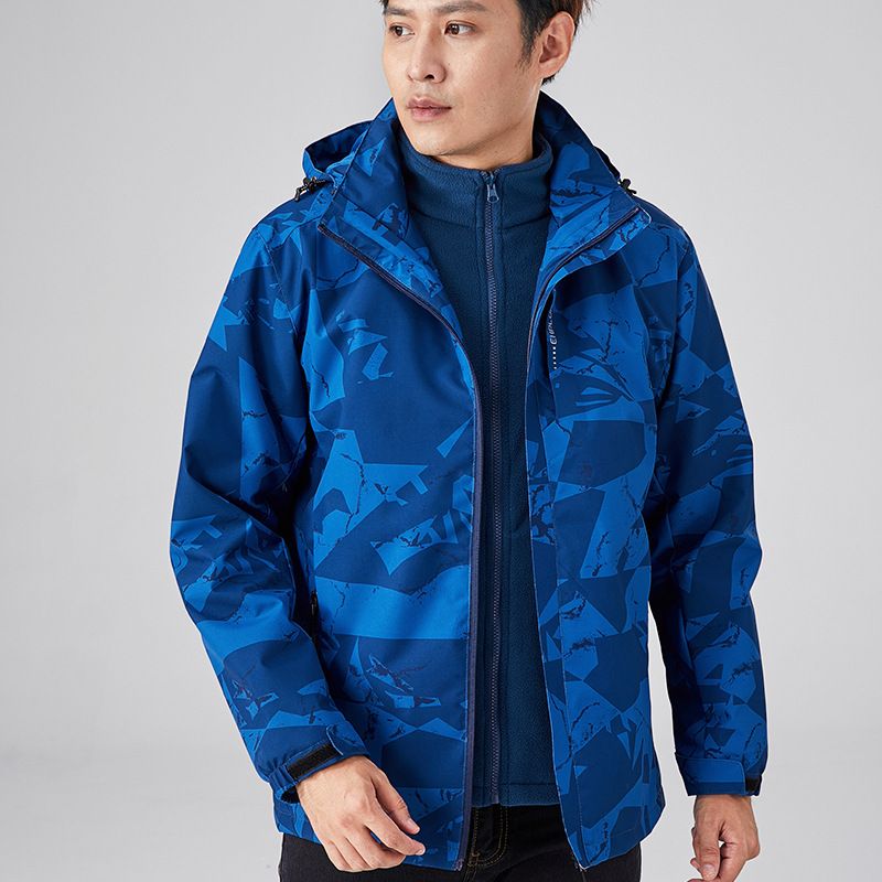 Winter Jacket Men Three-in-One 0.05kg Piece Set Detachable Windproof Warm Inner Liner Outdoor Camouflage Skiing_voghion.com