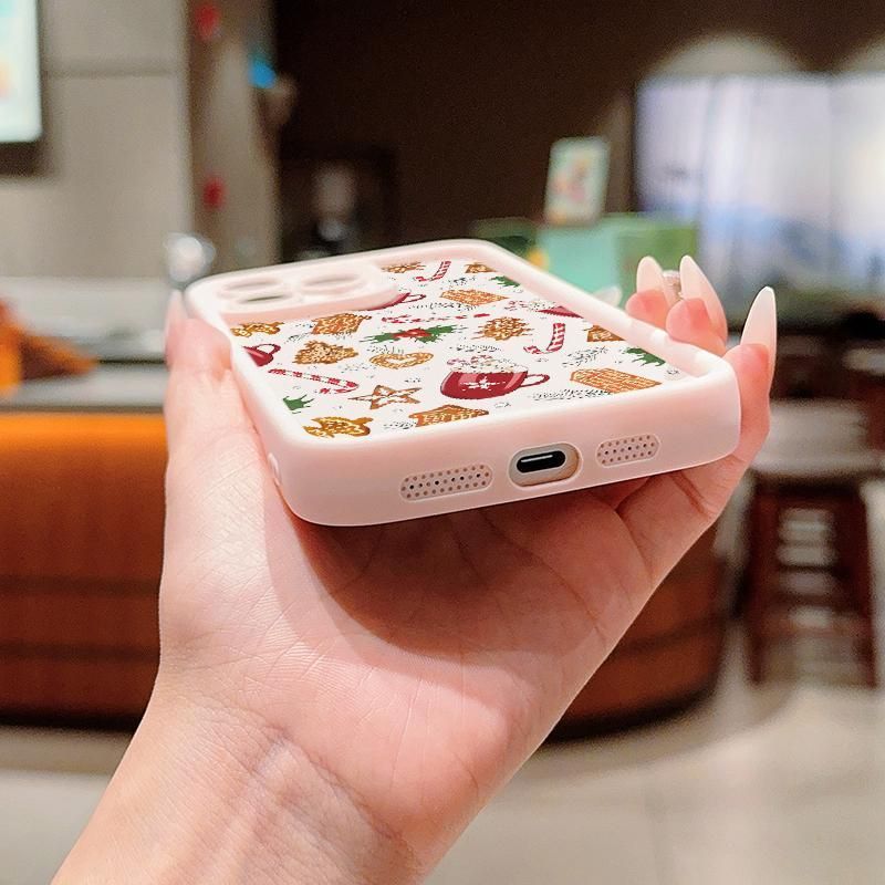 Cute Christmas Themed Pattern Phone Case Anti-drop Decorative Phone Protector Cover Phone Accessories Compatible With IPhone 11 12 13 14 15 16 Pro Max_voghion.com