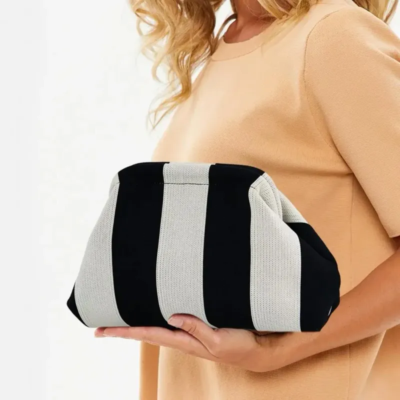 Borsa a mano da donna con stampa a righe, in maglia, con tracolla, per spiaggia, viaggio, data, estate, borsa a mano, a forma di nuvola, moneta 250314l_voghion.com