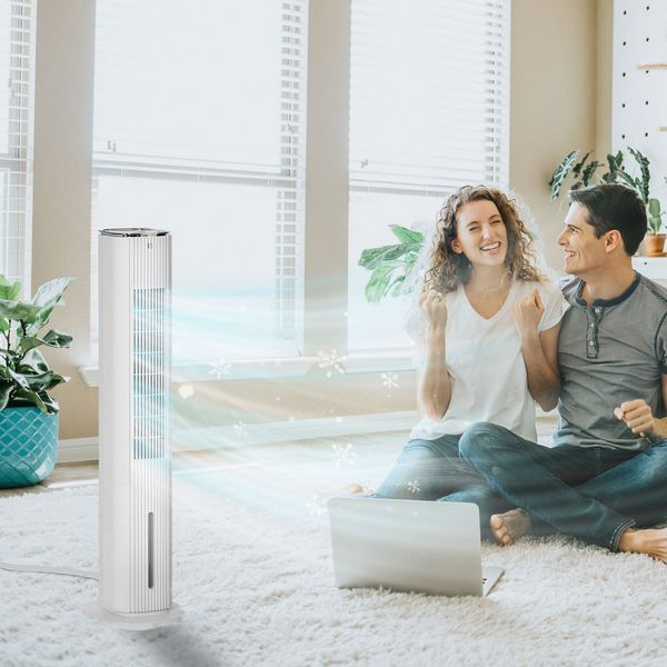 HOMCOM Portable Swivel Air Conditioner Humidifier 2-In-1 Cooling Fan 3 Modes 3 Speeds Remote 1.3 Gal White_voghion.com