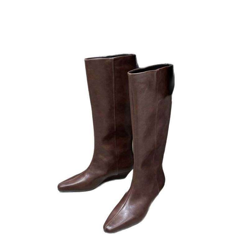 Bottes d'équitation minimalistes à bout carré, cuissardes longues et amincissantes, pour femme, nouvelle collection hiver 2025_voghion.com