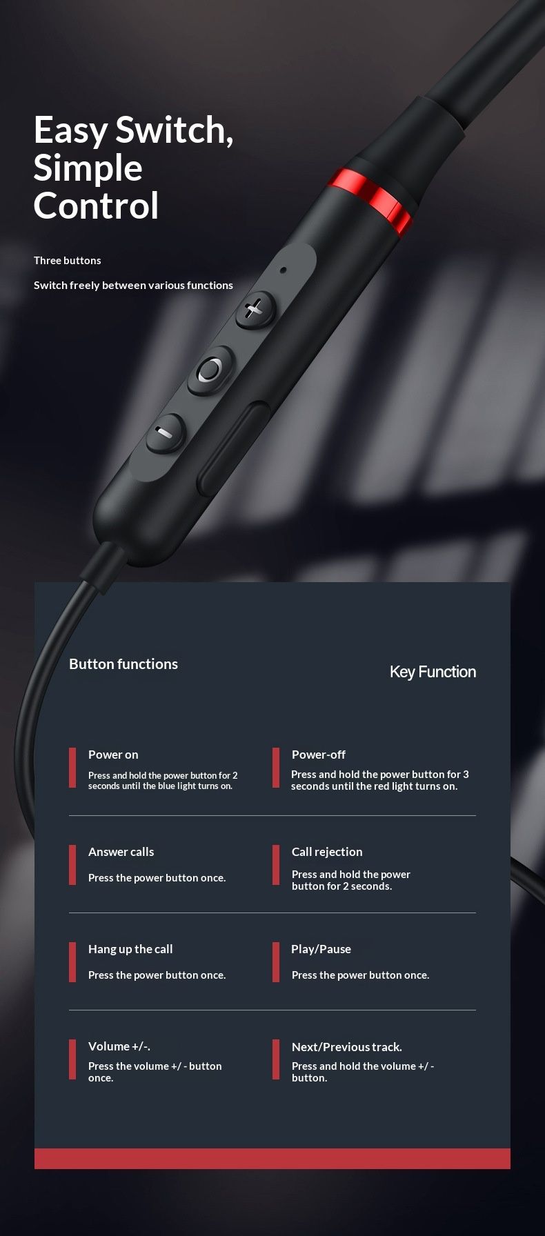 Słuchawki douszne NeoGear z silikonową opaską na szyję, podwójne słuchawki do biegania, długa żywotność baterii, muzyka, połączenia, inteligentny Bluetooth_voghion.com