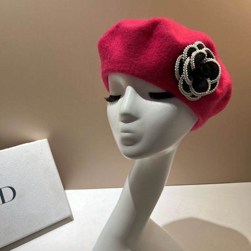 Berretto in lana per adulti, stile francese, piccolo, profumato, stile camelia, artista, moda, semplice, versatile, cappello ottagonale_voghion.com