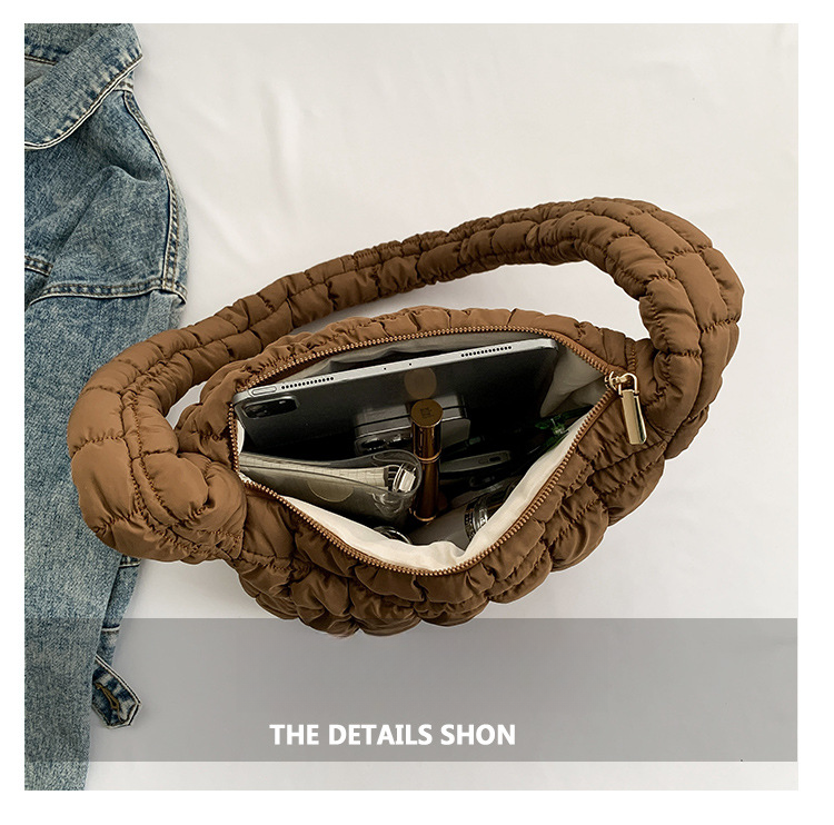 Elegant women's bag, bubble cloud pleated bag, large and large capacity new casual and versatile underarm bag, square embroidered thread crossbody bag_voghion.com