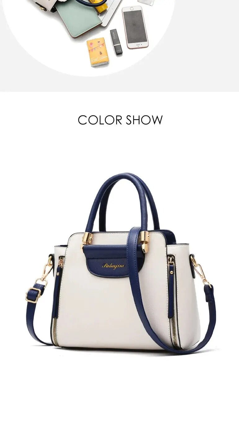Fashion Color Contrast Handbag, ing Striped Crossbody Bag, Women's Elegant Office & Work Purse_voghion.com