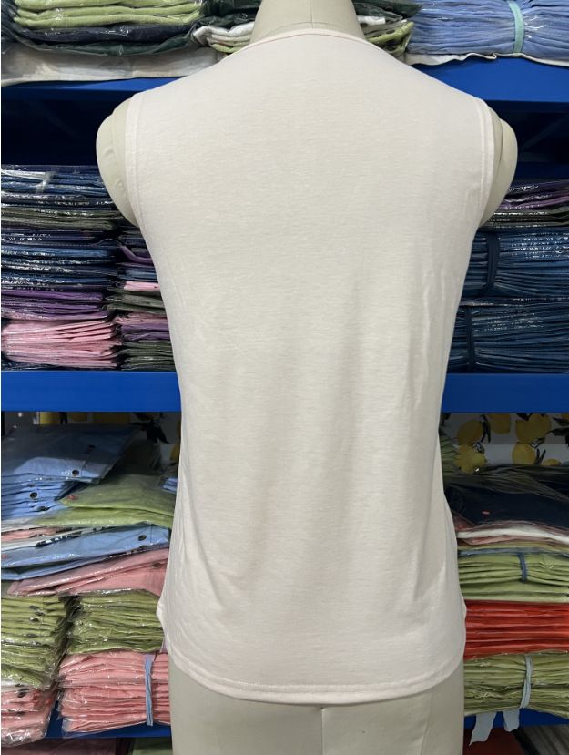 Women's clothing trade women's small vest hot-selling interesting letter printing fashion V-neck sleeveless T-shirt_voghion.com