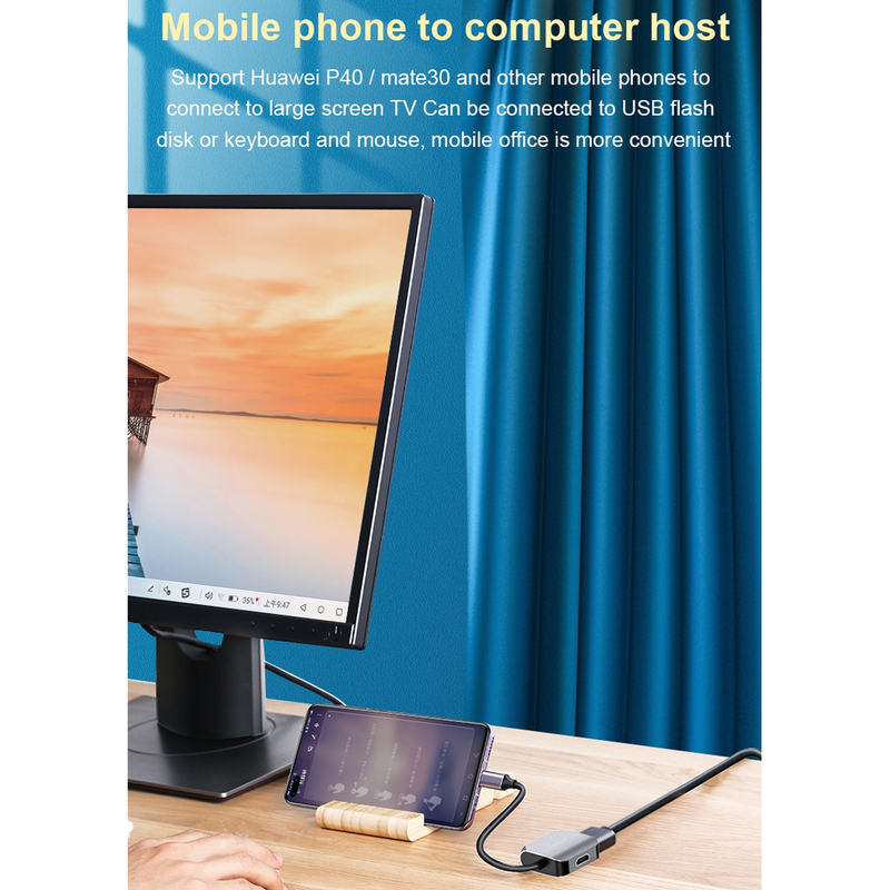 2 In 1 Type-C / USB-C to HDMI + VGA Adapter Converter(Grey)_voghion.com