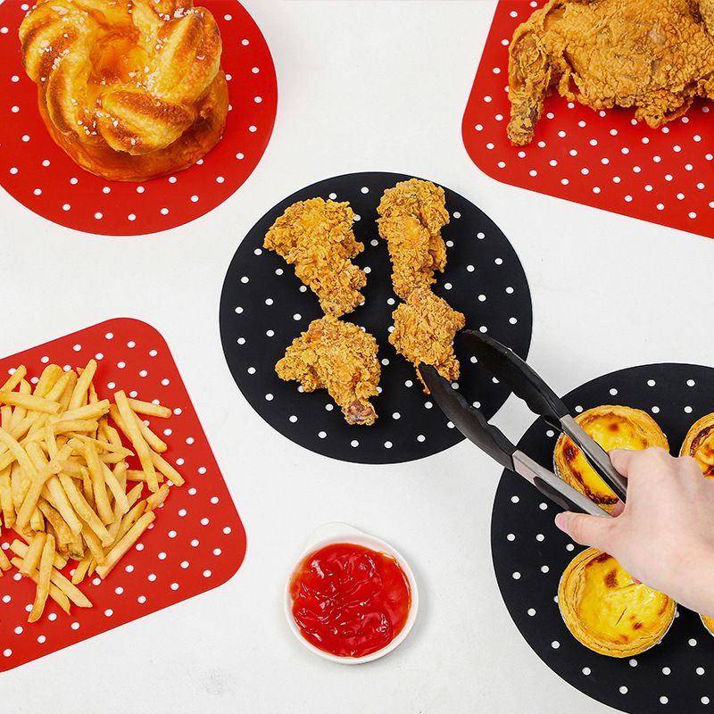 Air Fryer Pads Silicone Steamer Liners Paper Mold Air Fryer Parts Crisper Plate Airfryer Reused To Prevent Food Sticking Tool_voghion.com
