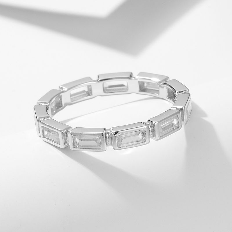 Damessieraden S925 Sterling Zilver Geometrische Rechthoekige Zirkonia Ring Stapelbare Persoonlijkheid All Match Ring_voghion.com