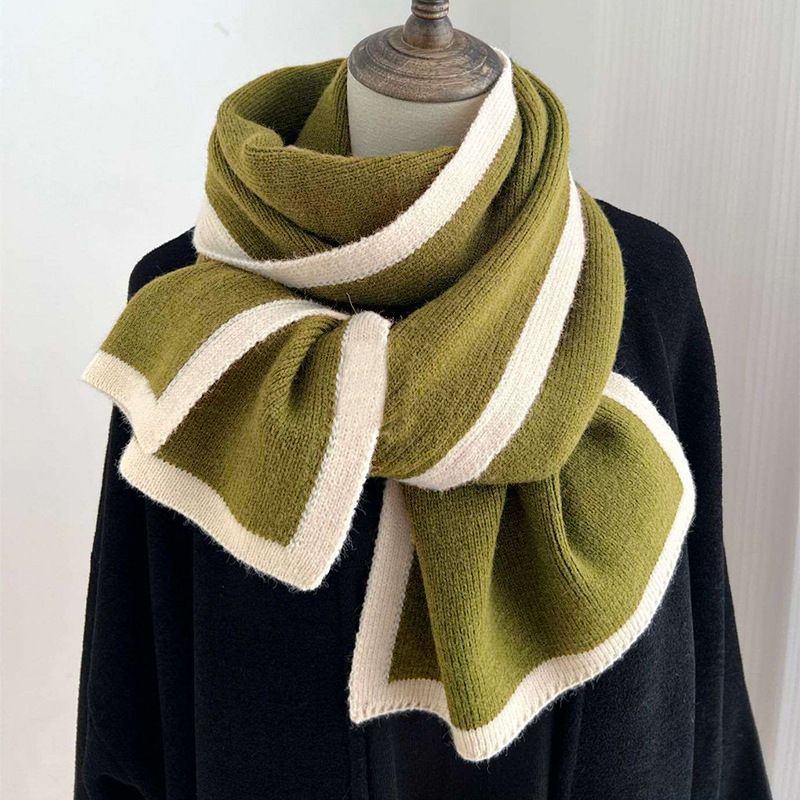 Écharpe assortie de couleur noir et blanc, nouveau pull tricoté à bordure haut de gamme, design de niche, polyvalent pour hommes et femmes, hiver_voghion.com