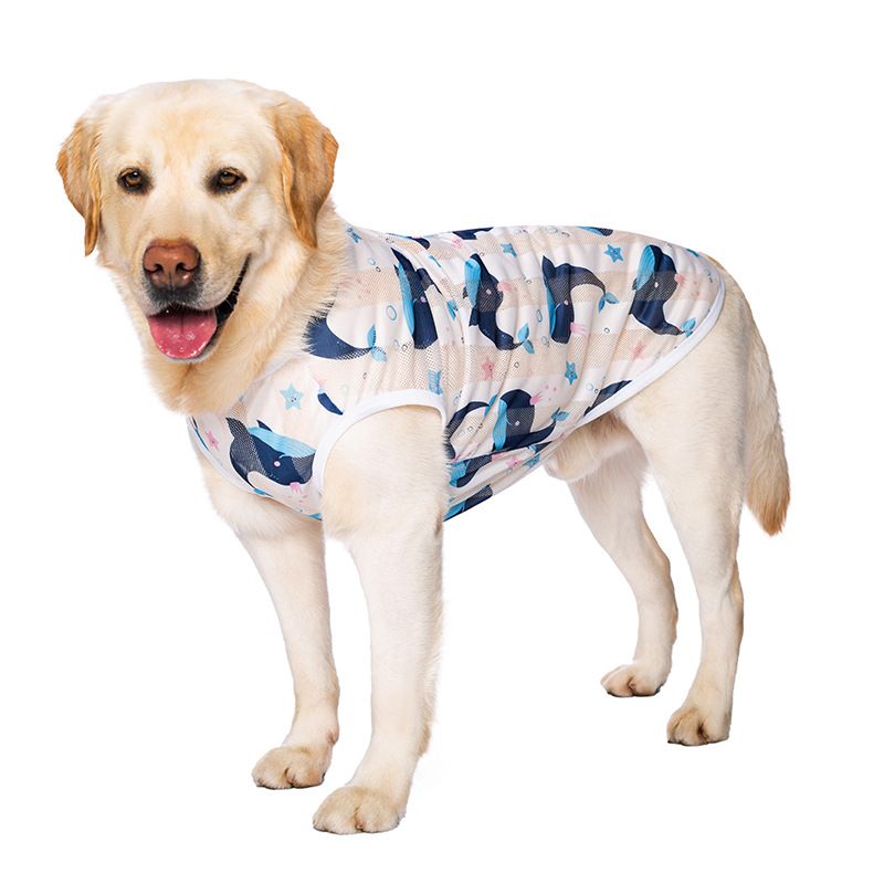 Dog Clothes Summer Style Golden Retriever Medium And Large Dogs Mesh Printed Two-Legged Vest_voghion.com