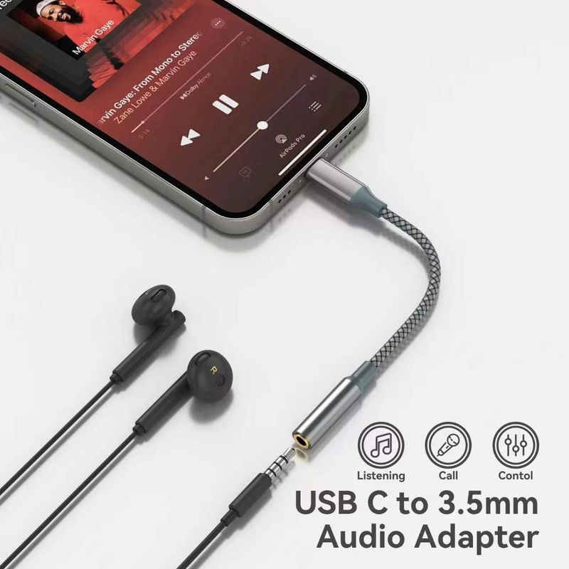 Geeignet für iPhone 15 Telefonadapter Typ-C Android Digital Audio Conversion Kabel Kevlar Weben_voghion.com