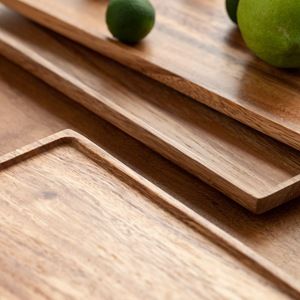 Kleines rechteckiges Serviertablett aus Massivholz – Mehrzweck-Kaffee- und Teetablett für die Inneneinrichtung und Desserts_voghion.com