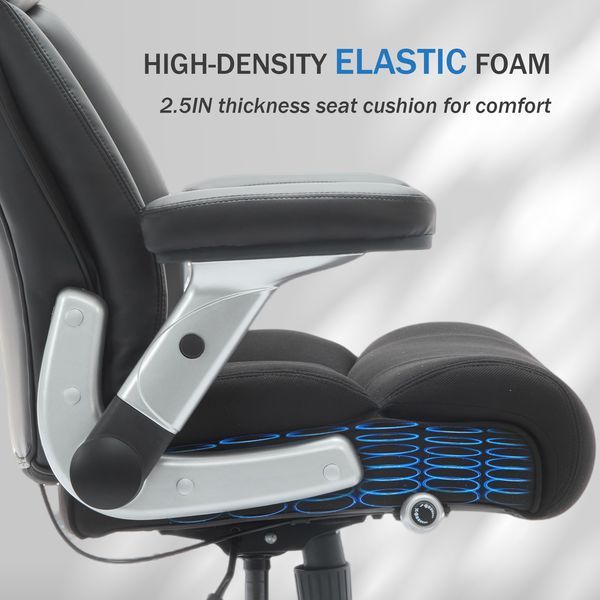 500lbs Big And Tall Office Chair With Adjustable Lumbar Support, Executive Office Chair Heavy Duty With Flip-up Armrest And Wider Seat, Ergonomic Le_voghion.com