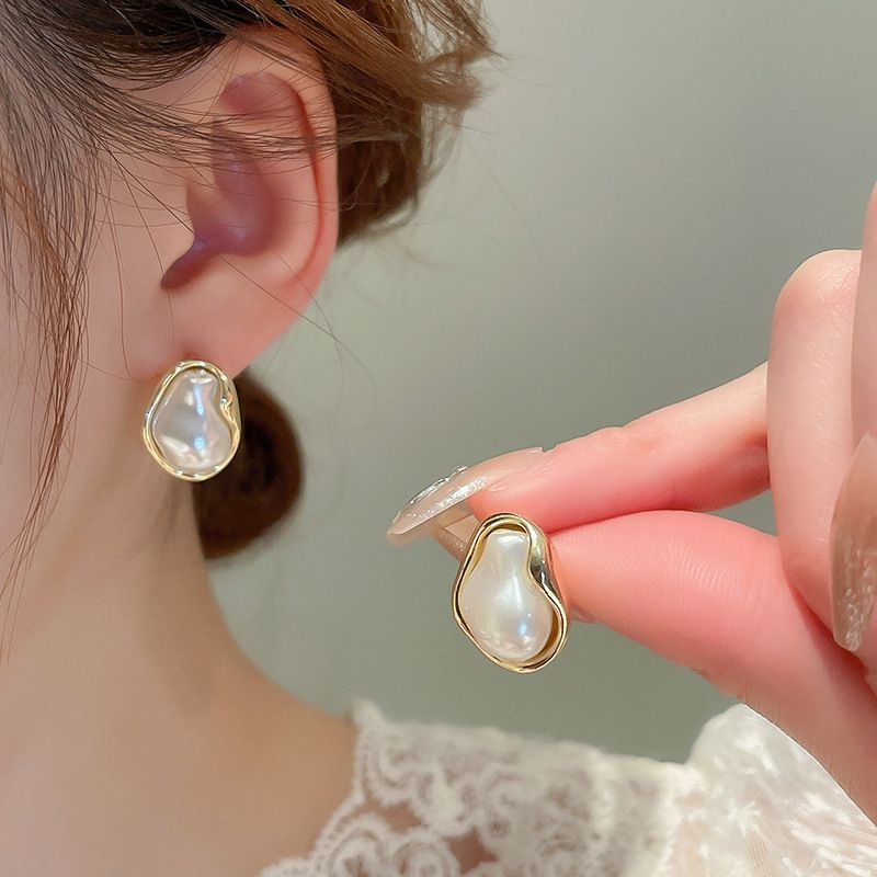 Gümüş İğne Küpeler Tatlı Su İncisi Çiçek Küpeler Moda Yüksek Duygu Küpeler Hafif Lüks Zarif Küpeler Kadın_voghion.com