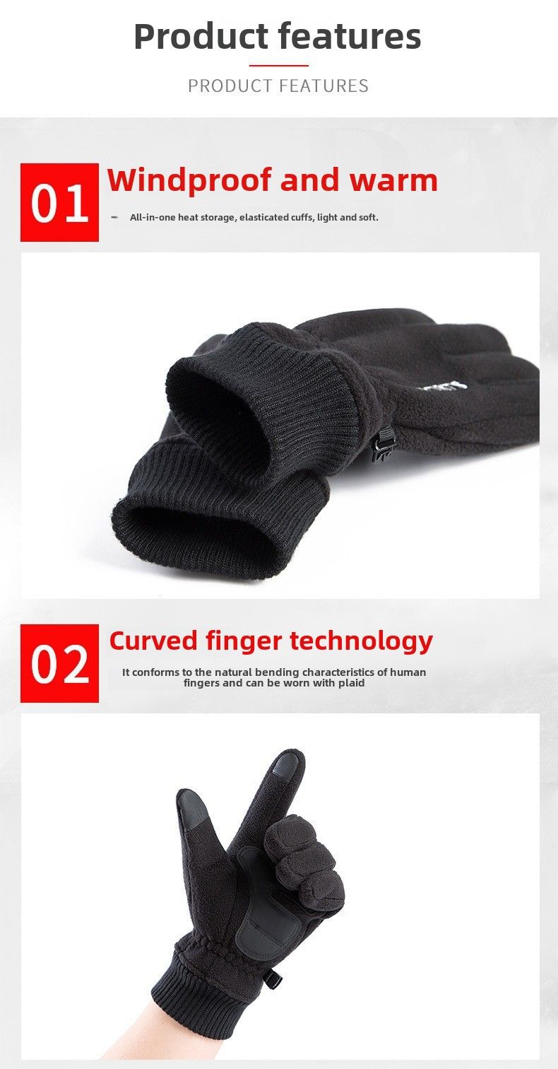 Gants de ski d'hiver pour hommes - Doublés en polaire, épais, chauds, antidérapants pour le cyclisme, la conduite, avec compatibilité avec écran tactile_voghion.com