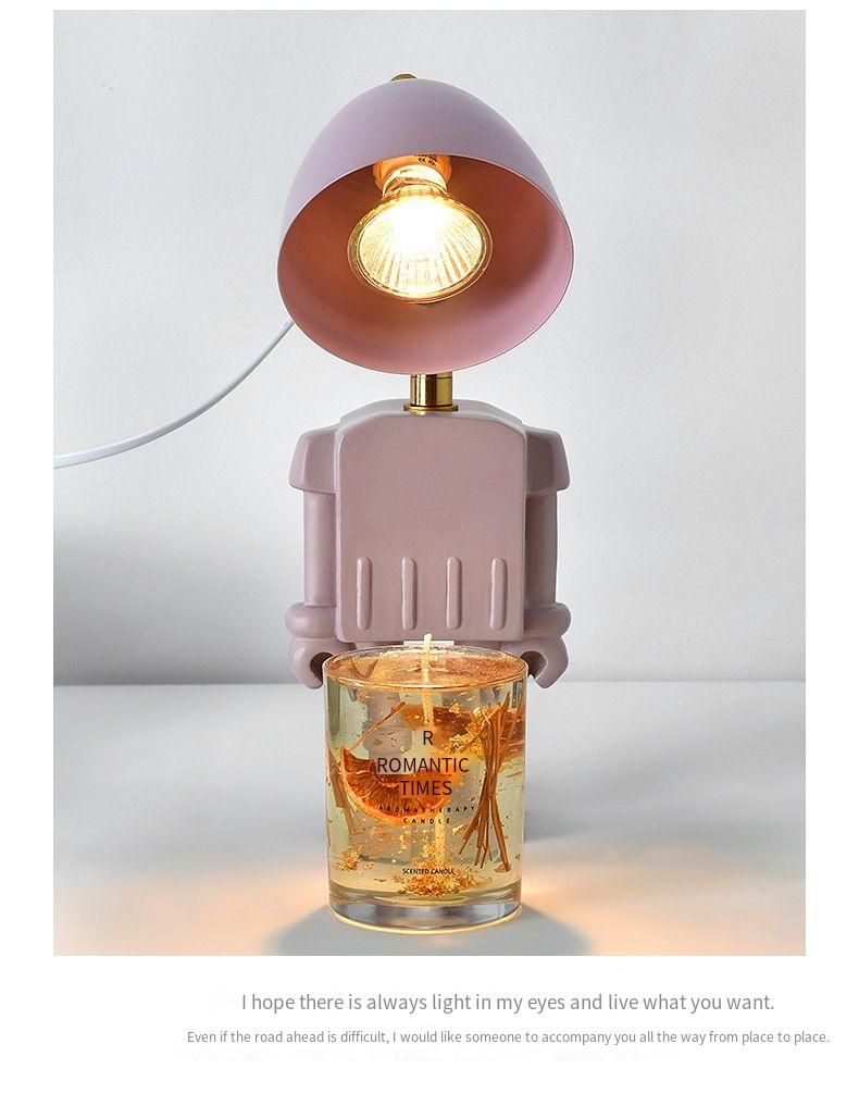 Creative Robot Resin Wax Table Timer Dimmable Bedroom Aromatherapy Bedside Hot Melt Lamp Candle Melting_voghion.com