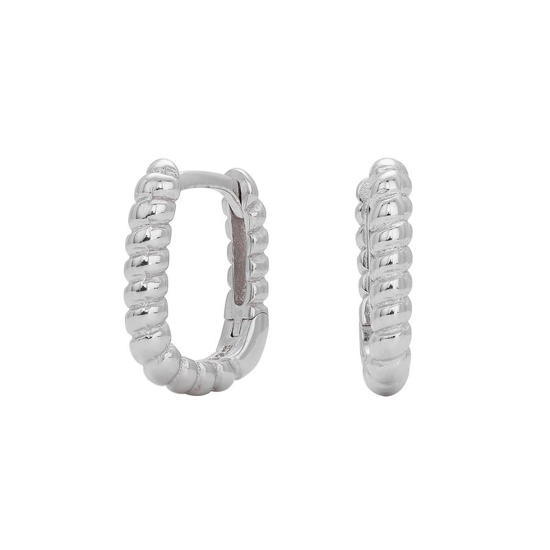 Damenschmuck S925 Sterling Silber Gedrehter Rechteck Ohrring, Minimalistischer Eleganter Kleiner Ohrring Für Knorpel-, Hoop- & Helix-Piercing_voghion.com