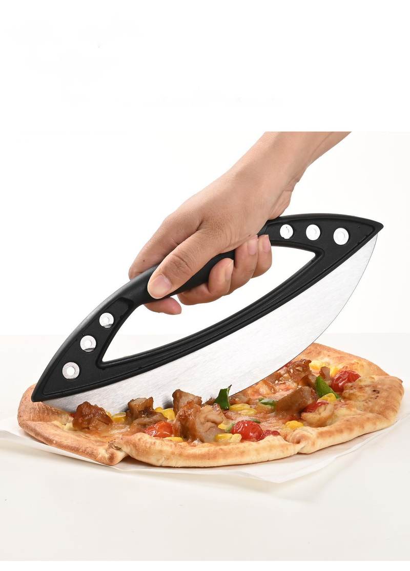 Stainless Steel Cutter Half Round Ring Pizza Herb Large Multi-Functional Slicing Knife Baking Tool_voghion.com