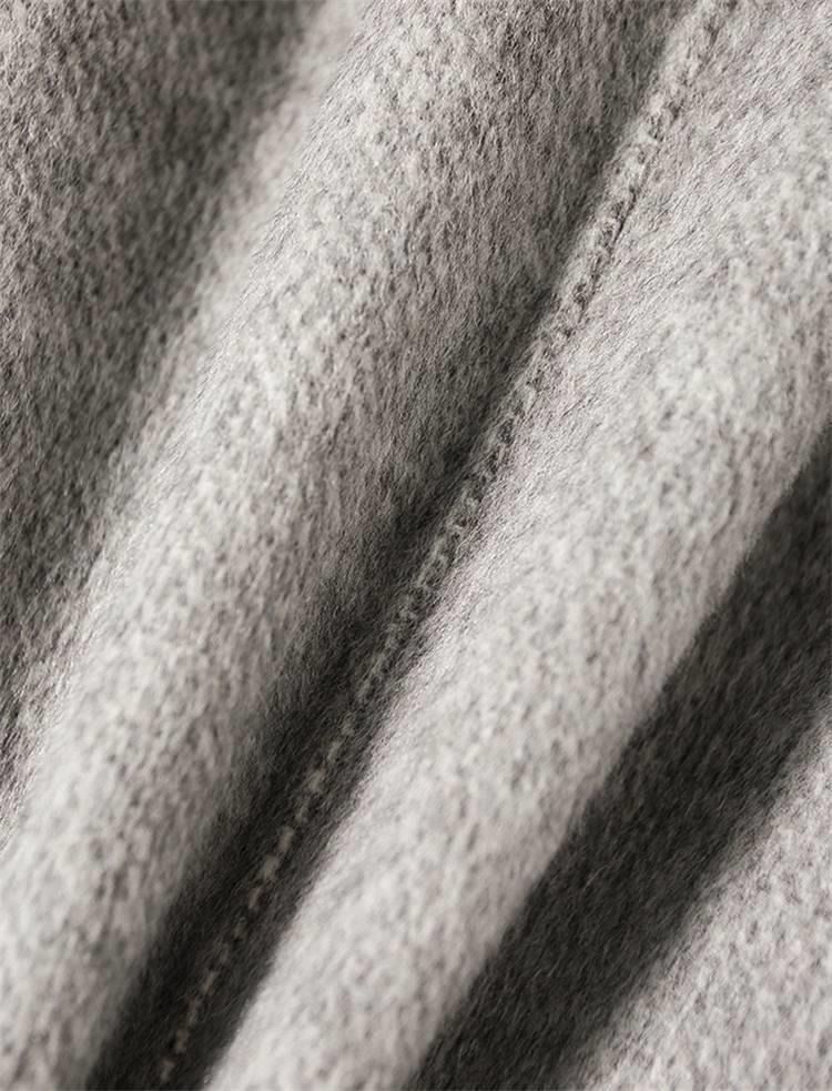 Kadın Giyim retro yeni moda çift düğmeli rahat orta uzunlukta mizaç kontrast renk küçük yaka yün ceket kadınlar için_voghion.com