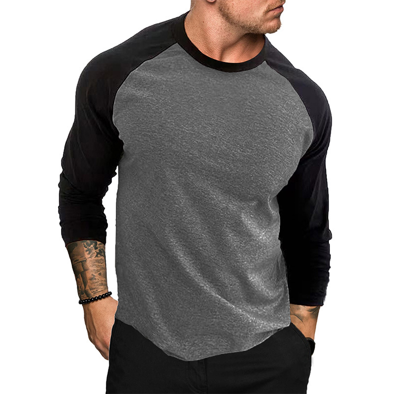Langärmliges T-Shirt mit Rundhalsausschnitt für Herren, locker, atmungsaktiv, große Größe, lässiges Oberteil mit Raglanärmeln_voghion.com