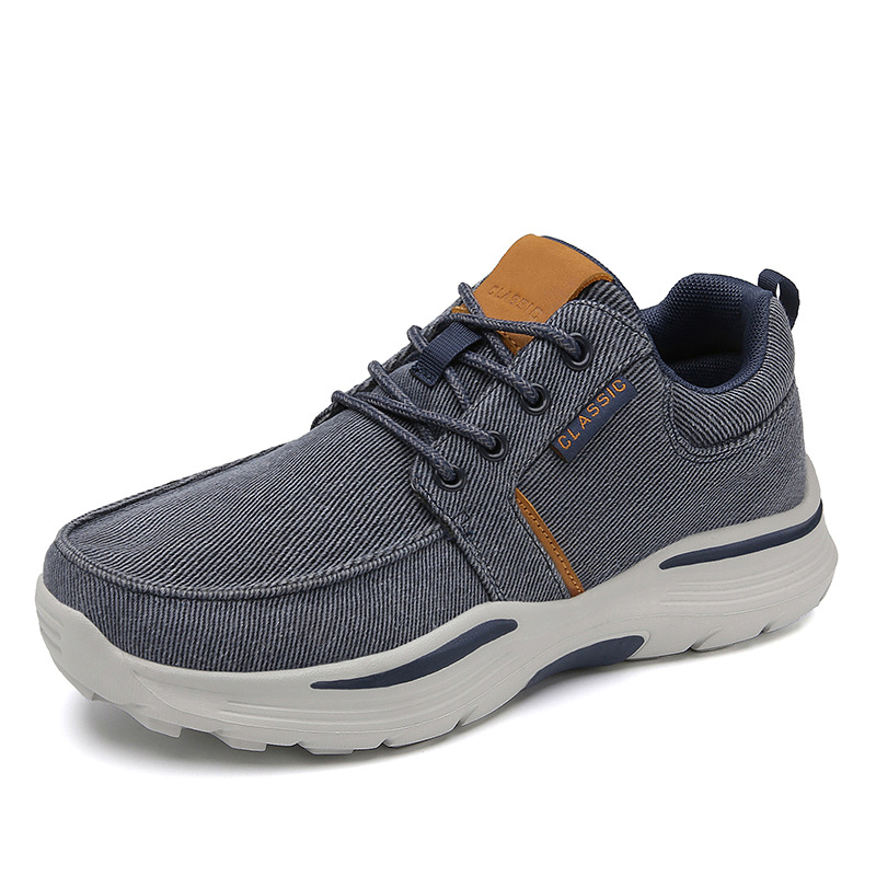 Euro Step Large Size Casual For Men Thick Sole Wide Toe Lace-up Outdoor Sports Canvas Shoes_voghion.com