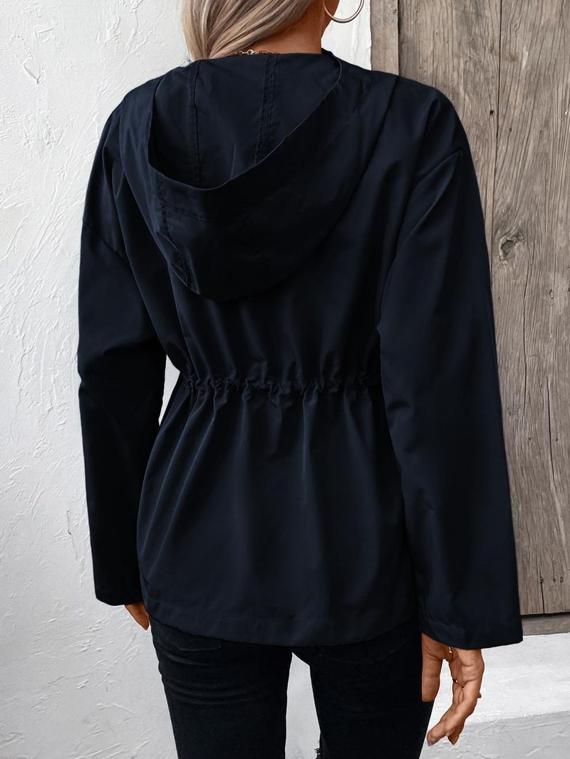 Men's Waterproof Hooded Windbreaker Jacket - Lightweight Raincoat For Outdoor Hiking, Camping & Travel - Breathable Polyester Windproof Coat In Black_voghion.com