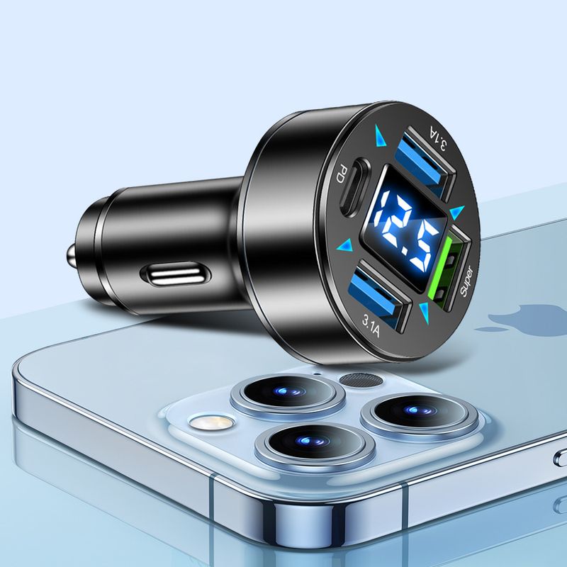 Müzik Festivali 3'lü Set USB + PD dijital ekran süper hızlı şarj, bir römork dört QC3.0 araç şarjı_voghion.com