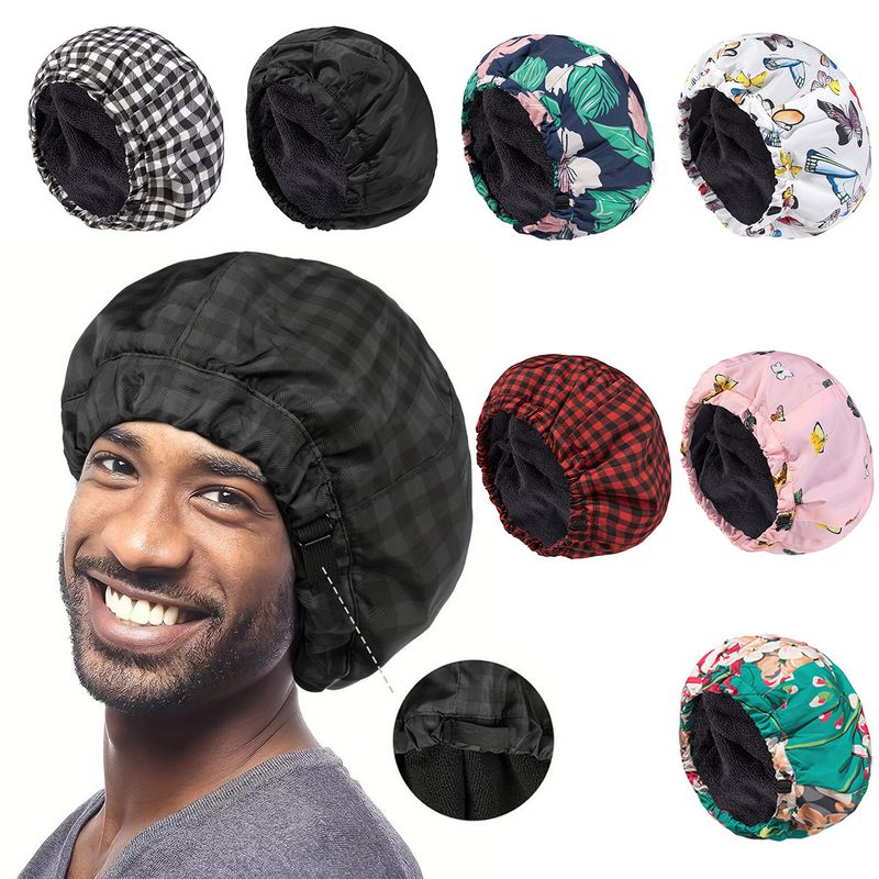 touca de banho touca de cabelo seco touca adulta estampada elástica fivela ajustável camada dupla à prova d'água tamanho grande touca de dormir_voghion.com
