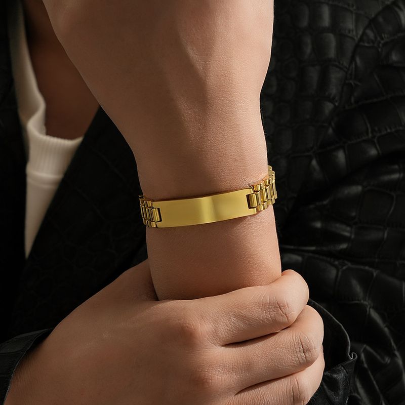 Correa de reloj para pareja con cadena curva de 15 mm, pulsera de titanio, acero inoxidable galvanizado al vacío, unisex._voghion.com