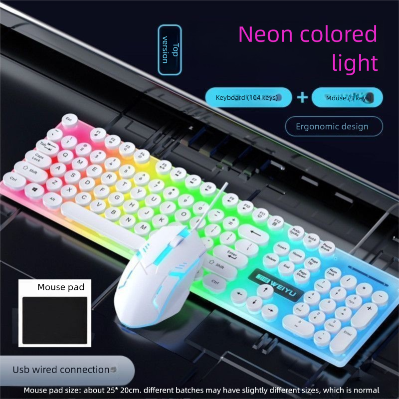 Wired Silent Keyboard And Mouse Set Mechanical Feel USB Computer Laptop Universal Office Typing Essential_voghion.com