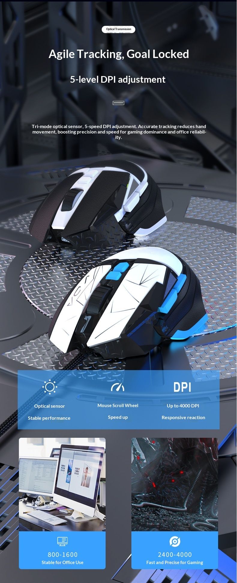 NeoGear Cross-Border G502 Kabellose/Kabelgebundene mechanische Maus mit drei Modi, Mikro- und Makro-Bewegungssteuerung, DC-Rückstoßkontrolle, RGB-Beleuchtung, Gaming- und Büromaus_voghion.com