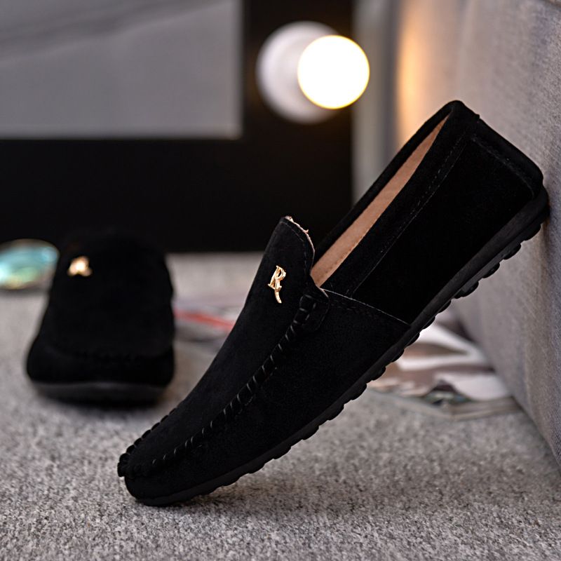 Lefu Korean Edition Trendy Men's Casual Low Top Cloth Lazy Man Fit Toe Bean Driving Shoes Anti Slip And Simple_voghion.com