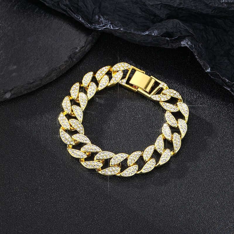Collana cubana hip-hop da uomo con diamanti, maglione alla moda, catena in oro da 12 mm, resistente allo sbiadimento_voghion.com