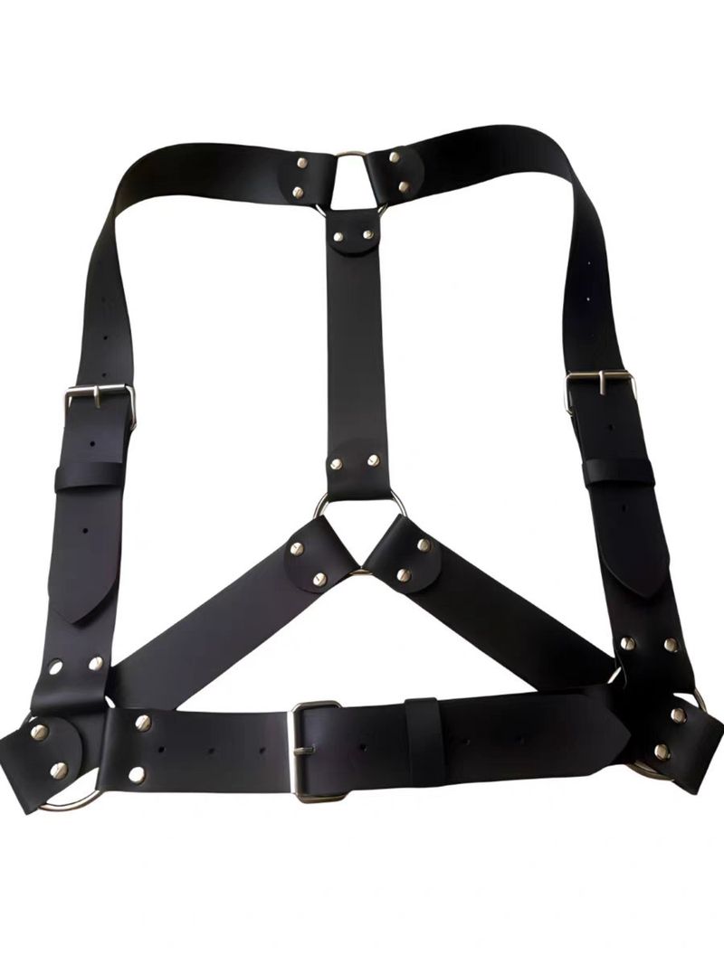 LuvBox Cintura alla moda maschile in stile punk europeo e americano Harajuku PU in pelle cava con tracolla, accessori bondage_voghion.com