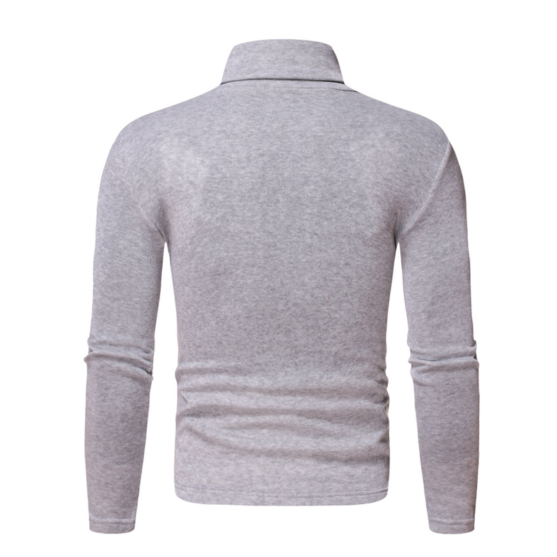 Autumn And Winter Hoodie Men Solid Color Plus Fleece Pullover Turtleneck T-shirt Primer Fleece Hoodie Men_voghion.com