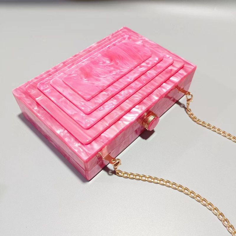 Borsa da donna, borsa da pranzo, borsa con cuciture retrò, tendenza, borsa a tracolla in acrilico con catena, per ragazza_voghion.com