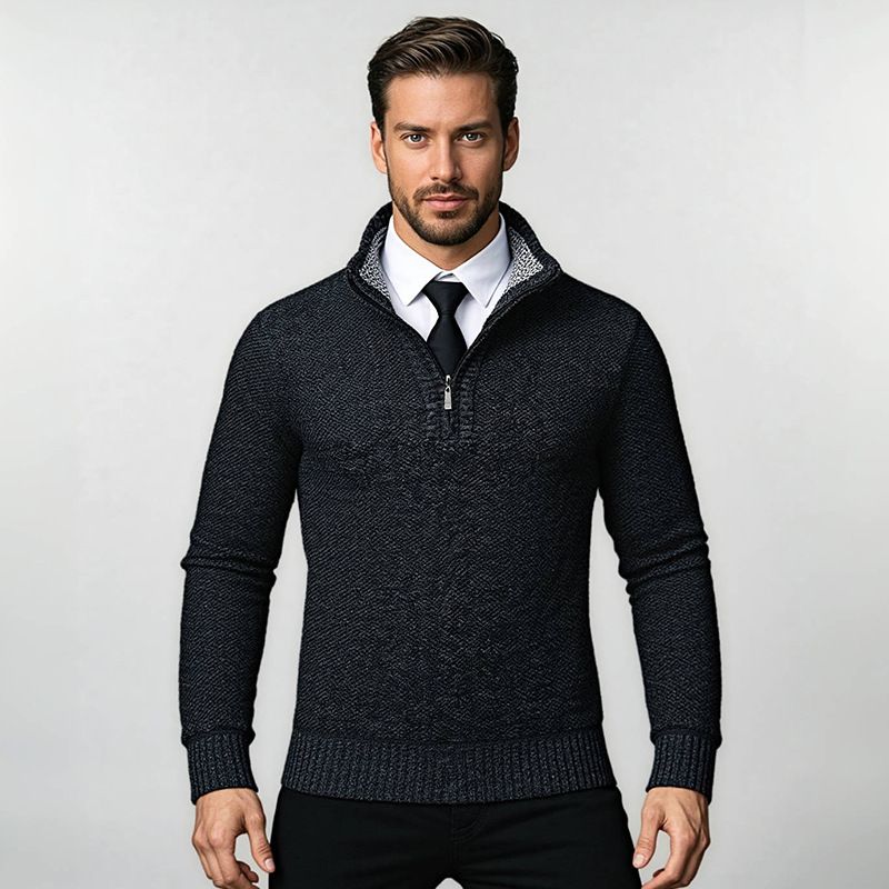 Men's Clothing Plus Size Knit Sweater, Warm Pullover With Half Zip Neck, Stretchable & Breathable, Casual Long Sleeve Top (6 Colors & 5 Sizes)_voghion.com